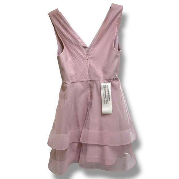 BCBGMAXAZRIA Embroidered Tulle Mini HoCo Dress 0 Lavender Mist NEW $398 - Picture 6 of 11